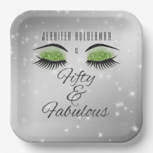 Fantastische 50 Schwarz-Grün-Augen-Teller Pappteller