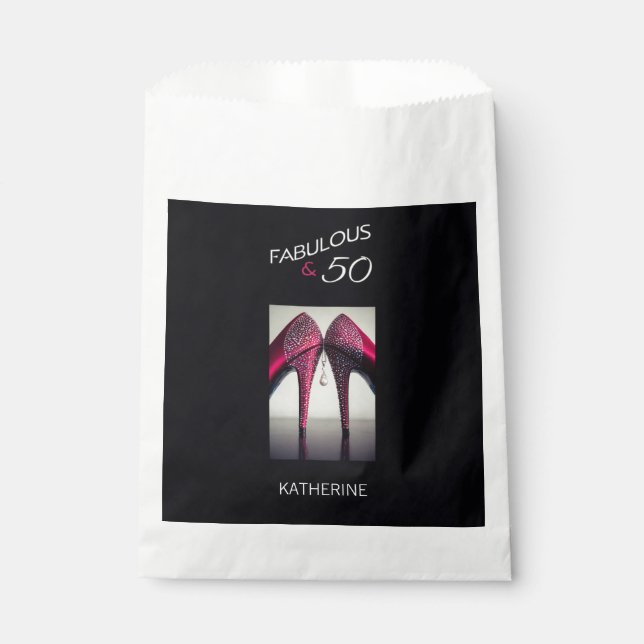 Fantastische 50 stilvolle High Heels 50. Geburtsta Geschenktütchen (Vorderseite)