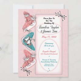Fantastische 50er Jahre Vintage Wedding Einladung