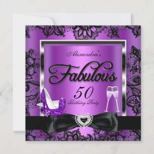Fantastische 50er-Party Lila Champagner High Heels Einladung