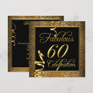 Fantastische 60 Celebration Gold Black Birthday Pa Einladung