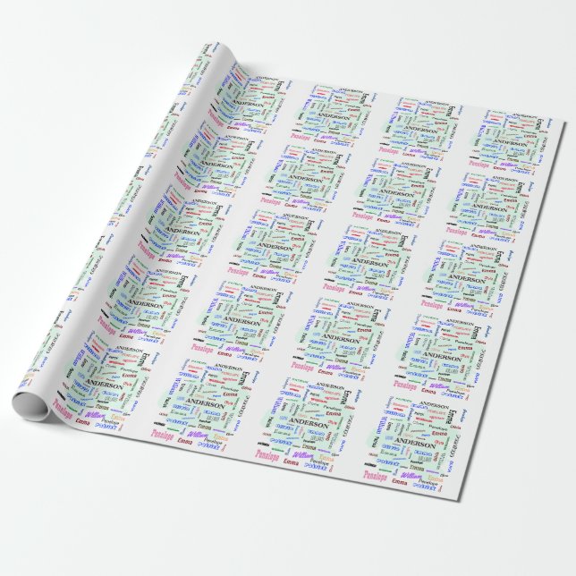 Fantastische 6 Familienname Atemberaubende Word Cl Geschenkpapier (Ungerollt)