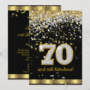 Fantastische 70 Gold Silber Streamer 70. Geburtsta Einladung