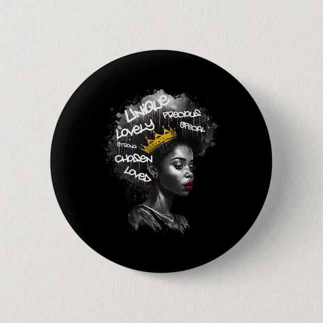 Fantastische Afro-schwarze Frau mit bestärkenden W Button (Vorderseite)
