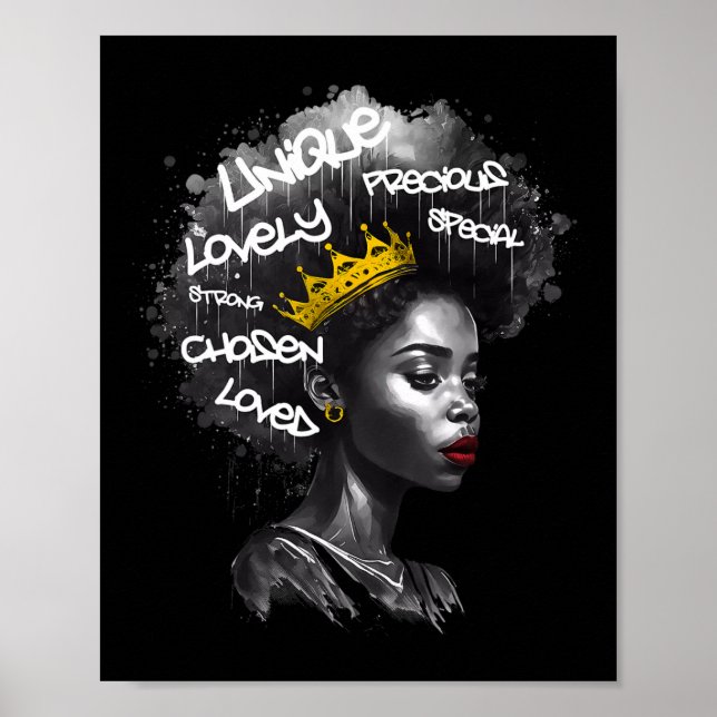 Fantastische Afro-schwarze Frau mit bestärkenden W Poster (Vorne)