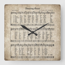 Fantastische Anmut-Vintage Hymnen-Blatt-Musik-Uhr Quadratische Wanduhr