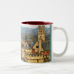 Fantastische Ansicht, Oxford, England, Hautpstraß Zweifarbige Tasse