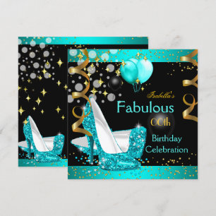 Fantastische Aquamarin Blue High Heels Gold Geburt Einladung