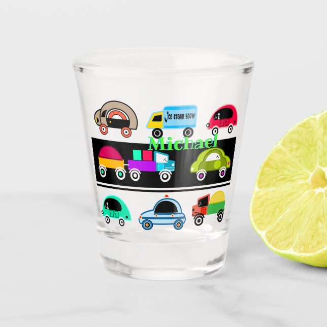 Fantastische Autos Schnapsglas (Vorderseite)