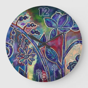Fantastische Bergwelten Lotus Flower Garden Große Wanduhr