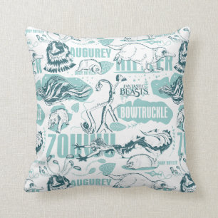 Fantastische Bestien blaues Muster Kissen
