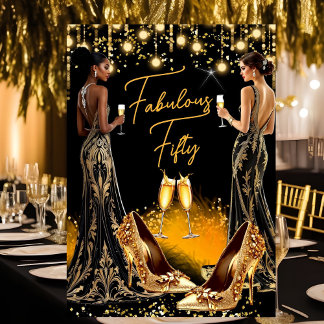 Fantastische Birthday Gold Heelse Champagner-Kleid Einladung