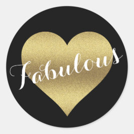 Fantastische Black & Gold Wedding Heart Party Stic Runder Aufkleber