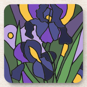 Fantastische blaue Iris-abstrakte mit Blumenkunst Getränkeuntersetzer