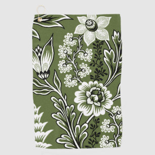 Fantastische Blumen (Moosgrün) Fine Art Golfhandtuch