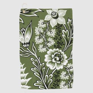Fantastische Blumen (Moosgrün) Fine Art Golfhandtuch