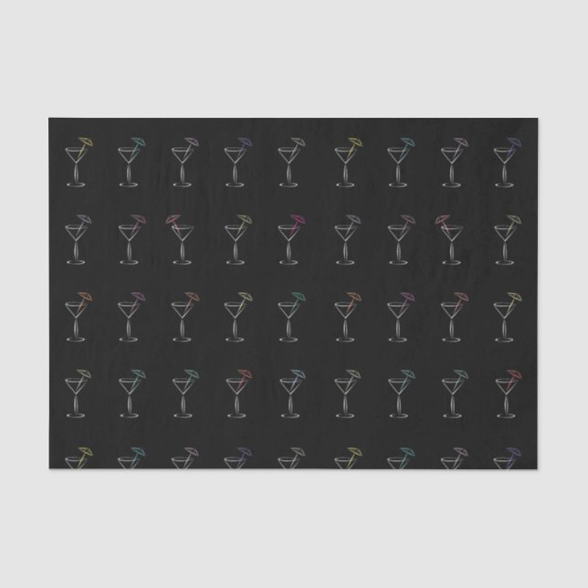 Fantastische coole Neonmartini-Gläser Seidenpapier (Vorderseite)