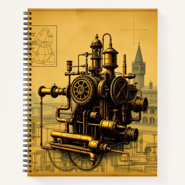 Fantastische Dampfmaschine Notizbuch (Vorderseite)