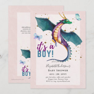 Fantastische DRAGON Themed Baby Boy Shower Reveal Einladung
