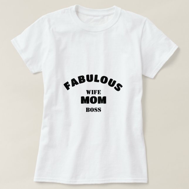 Fantastische Ehefrau, Mama, Personalisierte Boss-V T-Shirt (Design vorne)