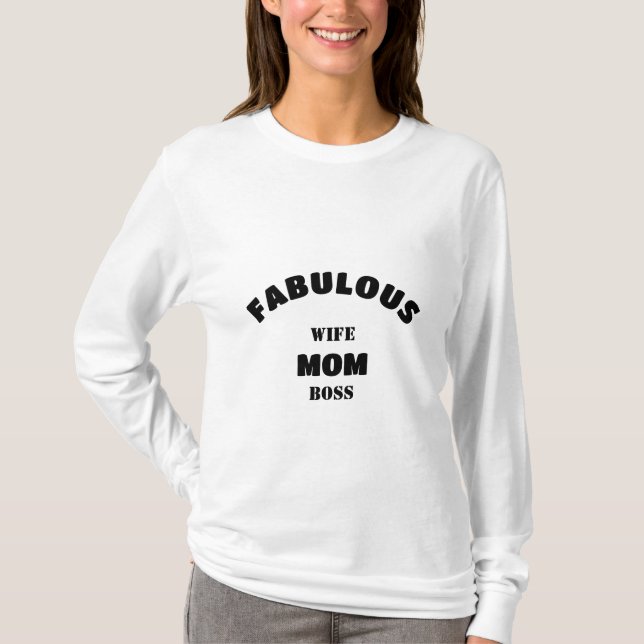 Fantastische Ehefrau, Mama, Personalisierte Boss-V T-Shirt (Vorderseite)