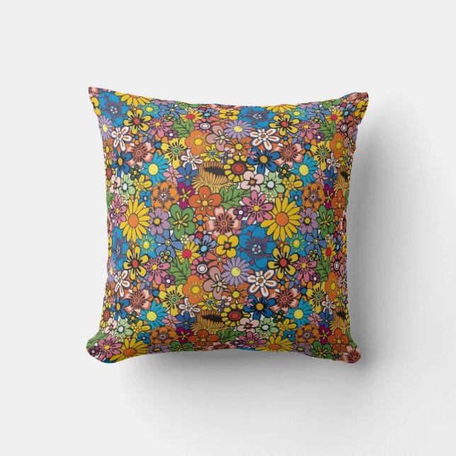 fantastische farbige Blumen Kissen (Vorderseite)