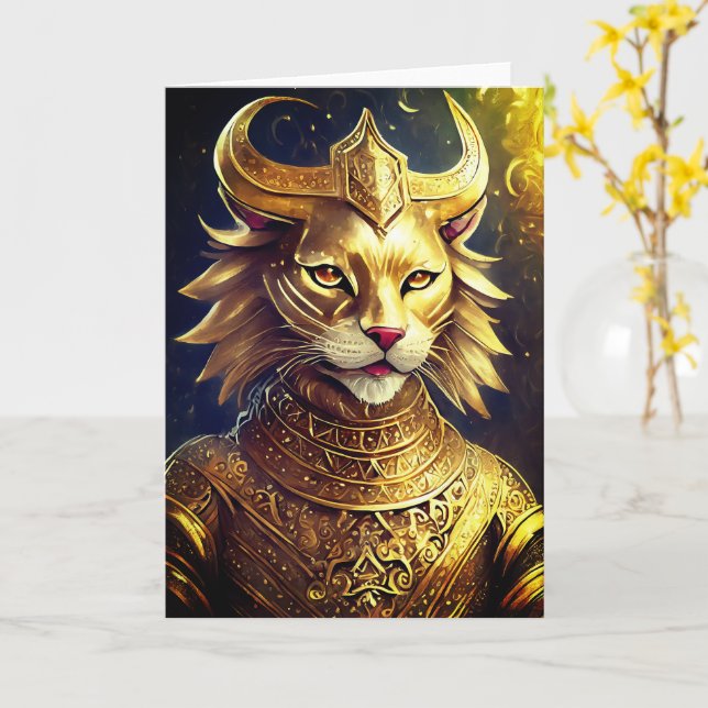 Fantastische Feline Jeden Anlaß Grußkarte Karte (Gelbe Blume)