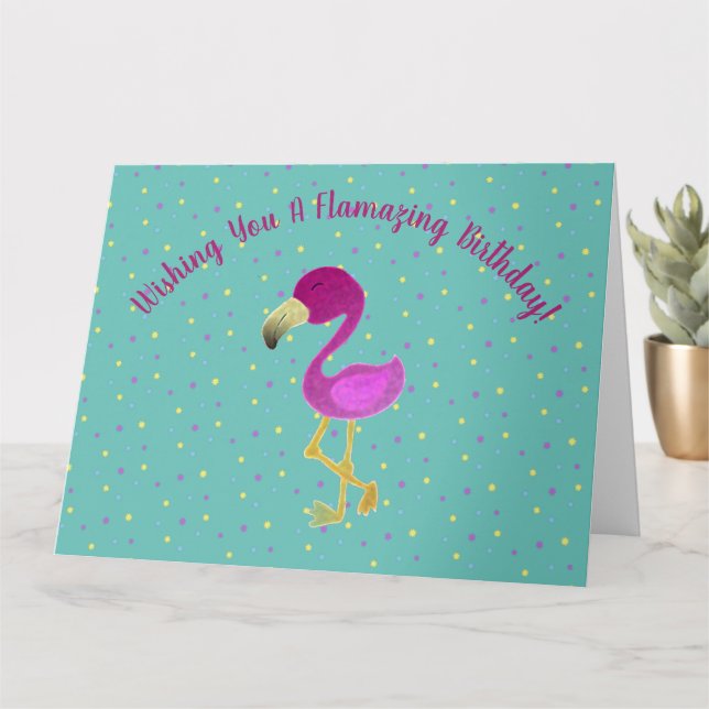 Fantastische Flamingo Holiday Postcard Karte (Kleine Pflanze)