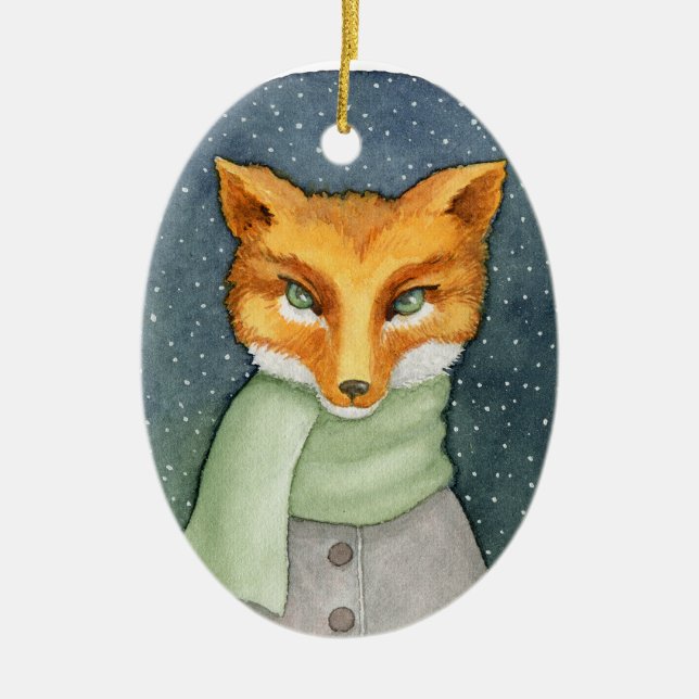 Fantastische Fox-Weihnachtsverzierung Keramik Ornament (Vorne)