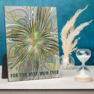 Fantastische Fraktal-Blume mit Goldener Mama Fotoplatte