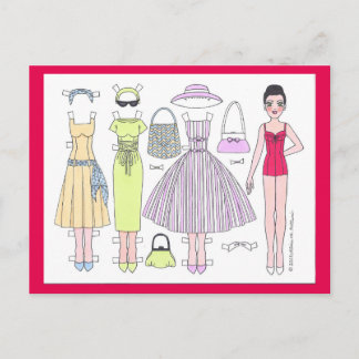 Fantastische Fünfzigerjahre: Polly Paper Doll Post Postkarte