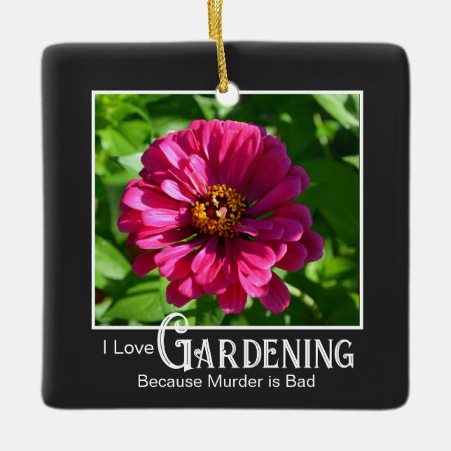 Fantastische Gartenarbeit Sprichwort Rosa Blütenzi Keramikornament (Vorderseite)