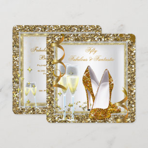 Fantastische Geburtstagsparty mit weißem Gold Einladung