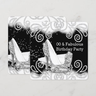 Fantastische Glitzer Silberne High Heels Geburtsta Einladung
