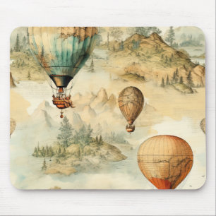Fantastische Heißluftballon-Gebirgskarte Mousepad