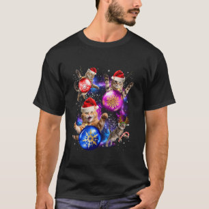 Fantastische Katzen im Weltraum mit Ornamenten Wei T-Shirt