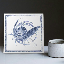 Fantastische Kreatur Bezaubernd Jugendstil Delft Fliese