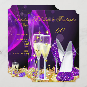 Fantastische Lila High Heels Champagner Party 2 Einladung