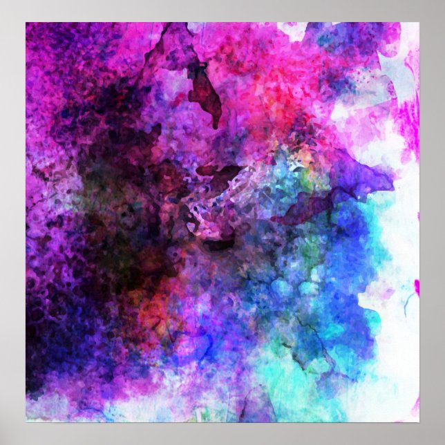Fantastische Lila Wasserfarbe Abstrakt Poster (Vorne)