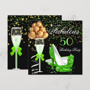 Fantastische Limone Heels Gold Black Birthday Part Einladung