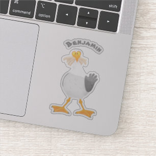 Fantastische Möwe mit Pommes frites Cartoon Aufkleber