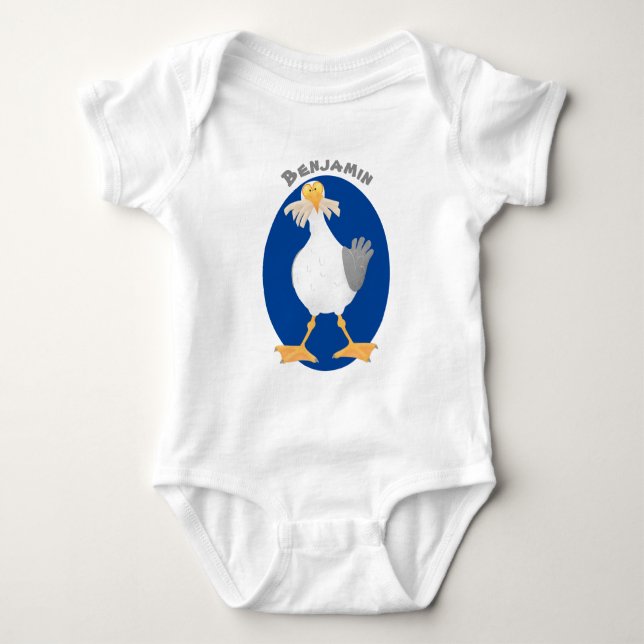Fantastische Möwe mit Pommes frites Cartoon Baby Strampler (Vorderseite)