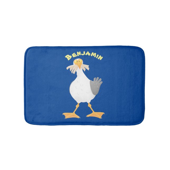 Fantastische Möwe mit Pommes frites Cartoon Badematte (Vorderseite)