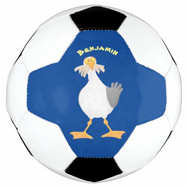 Fantastische Möwe mit Pommes frites Cartoon Fußball (Vorderseite)