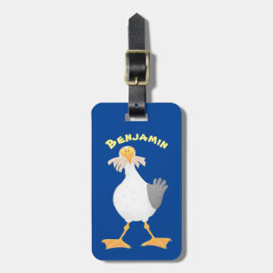 Fantastische Möwe mit Pommes frites Cartoon Gepäckanhänger