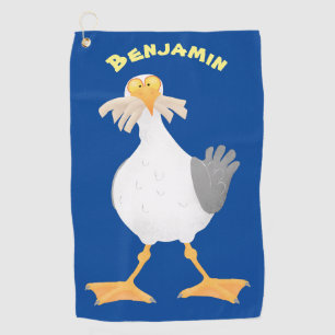 Fantastische Möwe mit Pommes frites Cartoon Golfhandtuch