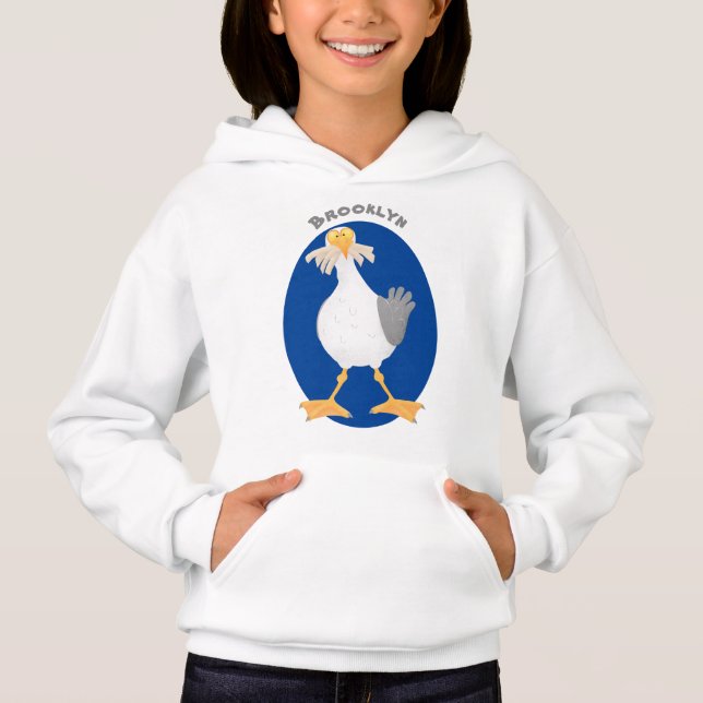 Fantastische Möwe mit Pommes frites Cartoon Hoodie (Vorderseite)