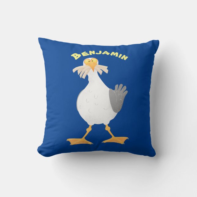 Fantastische Möwe mit Pommes frites Cartoon Kissen (Vorderseite)