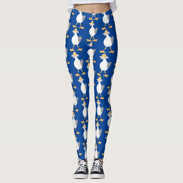 Fantastische Möwe mit Pommes frites Cartoon Leggings (Vorderseite)