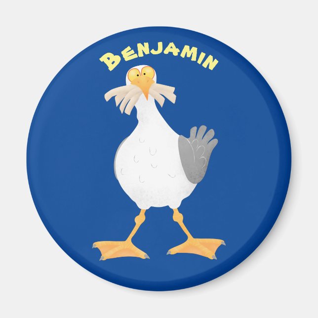 Fantastische Möwe mit Pommes frites Cartoon Magnet (Vorne)